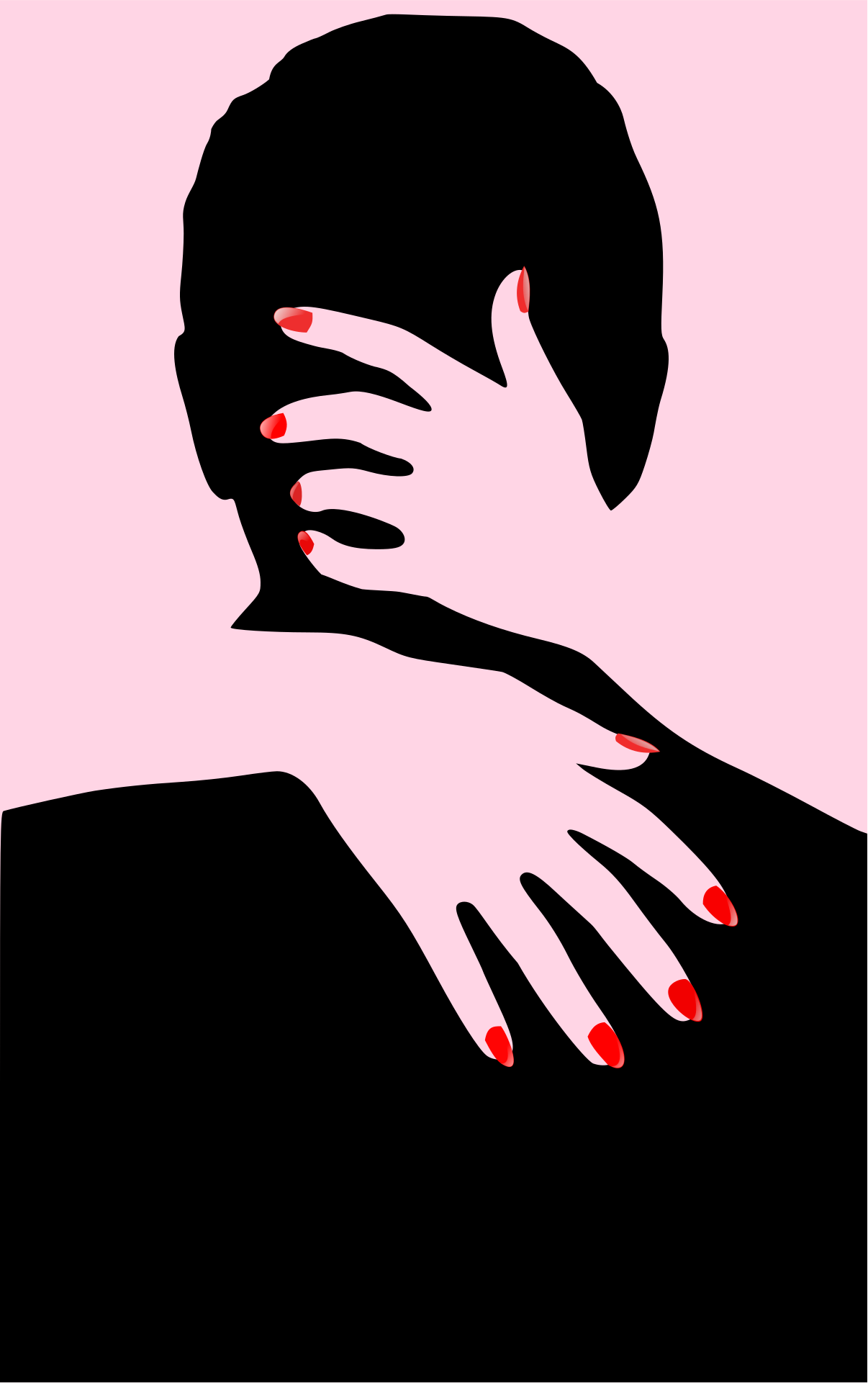 Hands embracing someone's head. Licensed by Pixabay.